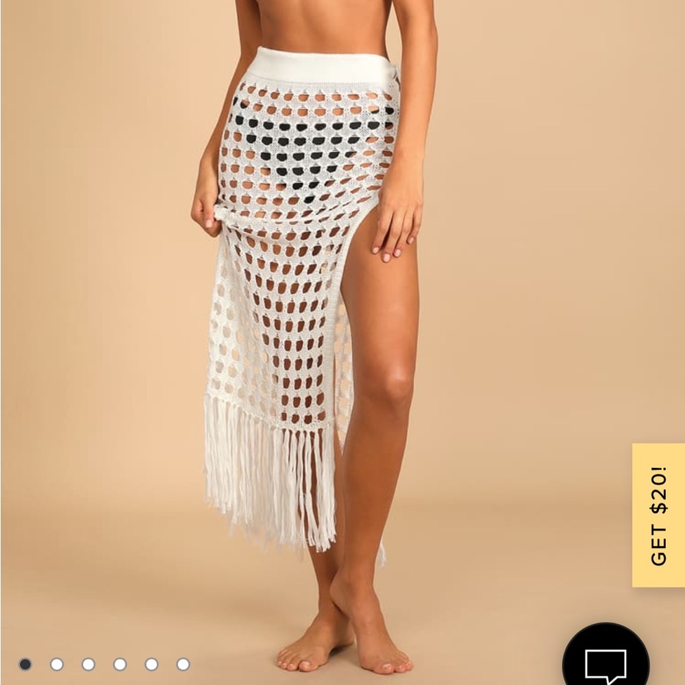 Lulus White Sheer Crochet Lace-Up Swim Cover-Up